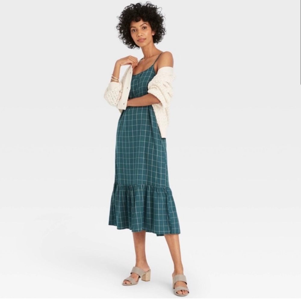 A New Day Windowpane Tank Dress RUST COLOR
